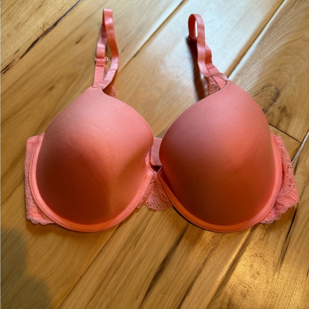 New Women's Gilligan Omalley Everyday Lift Bra 34D Peach with lace side